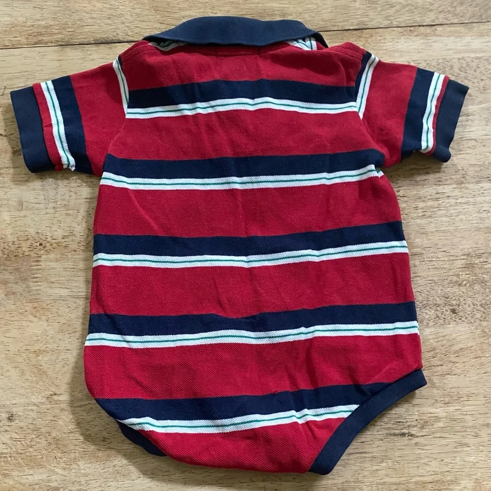 Vintage Polo Ralph Lauren Infant Sz‎ S (3-6m) Striped Cotton Mesh Polo Bodysuit